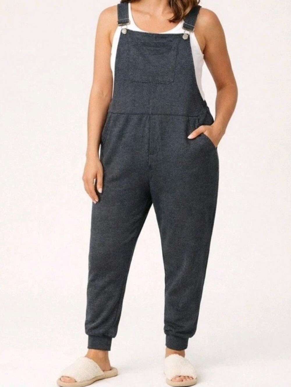 Swoveralls Unisex Comfy Sweatpant Overalls L Dark Gray Organic Cotton